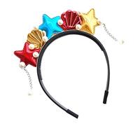ARTSEWPLY Ocean Themed Hair Accessories for Boy Girl Mermaid Headband Sea Star and Shell Design for Costume Parties Beach Events and Boy Girl Day Celebrations Red