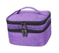 ARTSEWPLY Oxford Cloth Nail Polish Carrying Case with Handle Removable Thick Base Storage Pouch for Essential Oils and Manicure Accessories Portable Purple Organizer Bag