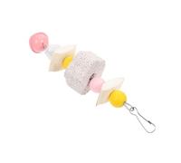 ARTSEWPLY Parrot Hanging Bite Toy with Cuttlefish Bone and Volcanic Rock, Pink Chewing Plaything for Pet Birds, Cage Pendant for Bird Beak Grinding and Nibbling