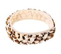 ARTSEWPLY Plush Leopard Print Steering Wheel Cover Elastic Fit Soft Car Wheel Protector Comfortable Grip Dust Resistant Interior Accessory