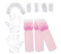 ARTSEWPLY Portable Hair Dye Kit with Flexible Root Comb Applicator Bottle Hair Coloring Tools Including Gloves and Pink Accessories for Home and Salon Use