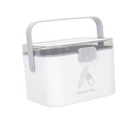 ARTSEWPLY Portable Medicine Organizing Box with Handle Multi Layer Medication Storage Case for Home and Travel Convenient Emergency Medicine Kit for Outdoor Use Small Grey Design