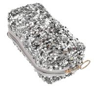 ARTSEWPLY Portable Silver Sequin Makeup Bag Square Large Capacity Cosmetic Organizer for Travel Toiletry and Daily Essentials Random Style