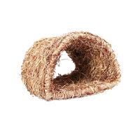ARTSEWPLY Rabbit House and Woven Nest Handwoven Grass Tunnel for Small Pets 22cm x 20cm x 16cm Natural Rabbit Hideout Suitable for and Small Animals