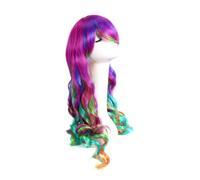 ARTSEWPLY Rainbow Curly Women Wig Heat Resistant Synthetic Hair Adjustable for Cosplay Party Costume Harajuku Lolita Style