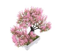ARTSEWPLY Realistic Artificial Bonsai Tree Cherry Blossom Faux Plant in Pot Japanese Pine Style Small Potted Tree for Home Office Desk Decor Natural Look Indoor Greenery Ornament