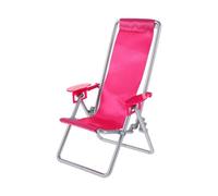 ARTSEWPLY Realistic Mini Folding Beach Chair for Dollhouses Sturdy Pink Miniature Furniture Ornament Creative Room Accessory and Tiny Landscape Decoration