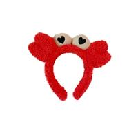 ARTSEWPLY Red Plush Big Eye Crab Headband, Soft Party Hair Hoop for Face Washing and Beauty Skincare, Cute Animal Hair Accessory for Women