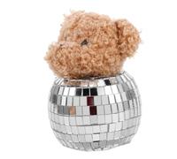 ARTSEWPLY Reflective Mirror Ball Bear Ornament Plush Stuffed Animal for Disco Party Decor Lightweight Glass Bear Figurine for Tabletop Display Multi Scene Use Dazzling Reflective Surface
