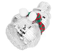 ARTSEWPLY Reflective Mirror Mosaic Snowman Ornament with Knitted Scarf Glitter Snowman Decor for Home Party Office Holiday Decoration Sparkling Disco Ball Figurine for Festive Ambiance