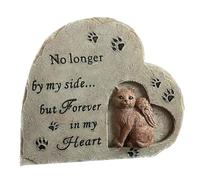 ARTSEWPLY Resin Cat Memorial Stone Pet Remembrance Statue Garden Ornament for Outdoor Wear-resistant Heart-shaped Angel Design for Loving Pet Memory