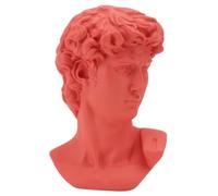 ARTSEWPLY Resin David Bust Sculpture Coral Orange Greek Head Statue Decorative Desktop Ornament for Home Office Art Craft