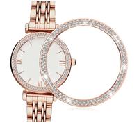 ARTSEWPLY Rhinestone Decorative Watch Ring Cover Rose Gold Sparkling Double Protective Case Compatible with Samsung Watch Scratch-resistant Edge Guard Accessory
