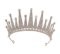 ARTSEWPLY Rhinestones Tiara Headpiece for Bride Elegant Gold Wedding Crown with Pearls for Dance Parties and Events Stunning Hair Jewelry Accessory