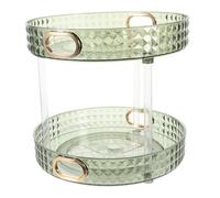 ARTSEWPLY Rotating Double-layer Makeup Organizer for Vanity Spacious Cosmetic Storage Holder with Rotation Stylish Perfume Shelf Light Luxury Design for Bathroom and Bedroom Countertops