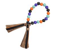 ARTSEWPLY Rustic Wooden Hanging Beaded Garland with Tassels Colorful Tiered Tray Decoration for Home Party and Festival Handmade Pendant Craft for Charming Wall Display