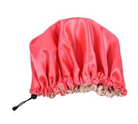 ARTSEWPLY Sleep Bonnet Satin Adjustable Double Layer Shower Cap for Women Hair Night Sleeping Cap Hair Salon Hat Red Protective Cover