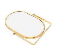 ARTSEWPLY Small Vintage Folding Vanity Mirror with Golden Metal Frame Adjustable Rotation Portable Tabletop Mirror for Bedroom Bathroom Clear True Reflection Decorative Makeup Desk Stand
