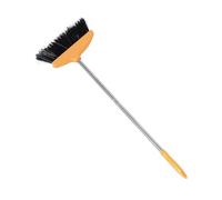 ARTSEWPLY Soft Bristle Angle Broom for Home and Courtyard, Pet Hair Broom with Long Handle, Non-stick Hair Floor Sweeping Brush in Orange for Indoor and Outdoor Cleaning