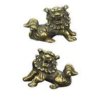 ARTSEWPLY Solid Brass Feng Shui Lion Tabletop Ornament Handcrafted Copper Lion Adornment for Desktop Decoration Wealth and Evil Spirit Protection Gift