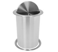 ARTSEWPLY Stainless Steel Round Built-in Trash Chute with Lid Quiet Close Countertop Embedded Waste Bin for Kitchen Restaurant Office Space-saving Garbage Can