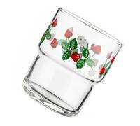ARTSEWPLY Strawberry Glass Cup for Home Use, Elegant Drinking Glass Cup with Strawberry Printing Design, for Coffee and Tea, for Home and Dessert Shop