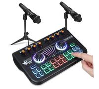 ARTSEWPLY Studio Microphone Bundle Professional Podcast Equipment Bundle Podcast Mixer Recording Sound Card Gaming Voice Changer Live Sound Audio Black