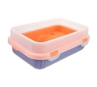 ARTSEWPLY Turtle Aquarium with Multi-platform Habitat Sunbathing Platform Feeding Trough Slippery Slope Swimming Area Small Orange-blue Reptile Tank for Box Turtle Habitat and Terrarium