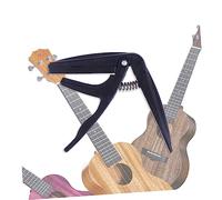 ARTSEWPLY Ukulele Capo Zinc Alloy Spring-loaded Clamp with Silicone Padding Accurate Tuner Parts Accessories for Beginner and Experienced Players Black