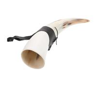 ARTSEWPLY Viking Drinking Horn Mug Handmade Large Capacity 30-36cm Ox Horn Cup Leather Holder for Beer Wine Mead Drinking