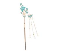 ARTSEWPLY Vintage Blue Hanfu Hair Chopsticks Lightweight Floral Pattern Chinese Hair Jewelry Decorative Tassel Pin for Women Cultural Events and Parties Accessories