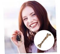 ARTSEWPLY Vintage Brass Carved Bone Keychain Charm Pendant Delicate DIY Craft Ornament for Keys and Bags Retro Chinese Style Decorative Hanging Accessory Easy to Use