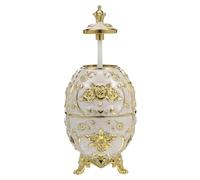 ARTSEWPLY Vintage Embossed Toothpick Holder Auto Dispenser with Gold White Rose Pattern Hygienic Press Storage Box for Weddings Parties Kitchen and Dining Table Organization