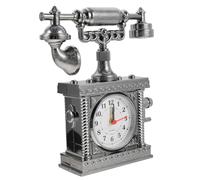 ARTSEWPLY Vintage Retro Telephone Model Clock, ABS Simulated Phone Decor Alarm Clock Function, European Style Telephone and Home Ornament for Desk and Small Spaces