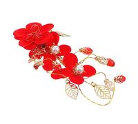 ARTSEWPLY Wedding Bridal Hair Clip Red Flower Rhinestone Hairpin Elegant Accessory for Brides and Bridesmaids Delicate Floral Design for Wedding Photography and Special Occasions