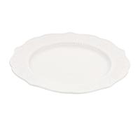 ARTSEWPLY White Ceramic Embossed Dinner Plate for Household Use Food Serving Dish for Desserts Fruits Snacks Multi-Purpose Round Porcelain Plate with Smooth Surface and Break-Resistant