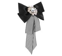 ARTSEWPLY White Cloth Pre-tied Bow Tie Brooch with Pin the Back, Easy to Wear Clothes Accessory for Dress or Skirt, Fashionable Alloy and Fabric Design for Office Wear and Formal