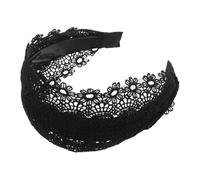 ARTSEWPLY Wide Lace Headband for Women Black Floral Embroidery Stretch Hairband with Anti-slip Design Elegant Vintage Lace Hair Covering Accessory for Parties Gatherings Spa and Everyday