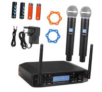 ARTSEWPLY Wireless Dual Handheld Uhf Microphones System with Mics, Ac230v Uk Plug, Vocal Wireless Microphone Set for Karaoke, Stage, Outdoor, Home Use