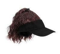 ARTSEWPLY Women Baseball Cap with Adjustable High Ponytail Wig Synthetic Curly Hair Extension Hat for Everyday Wear Parties Halloween and Cosplay and Realistic Texture Deep Brown