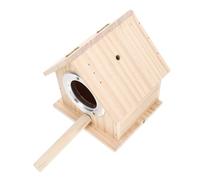 ARTSEWPLY Wooden Bird House Breeding Box for Small Birds Handmade Nest with Tree Hanging String Warm House Shape for Budgies Canaries Outdoor and Indoor Decoration Beige Medium