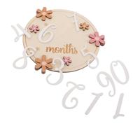 ARTSEWPLY Wooden Monthly Progress Signs Flower Design Photo Props Newborn Keepsake Tracker Cards for Shower Announcement and Monthly Development Recording