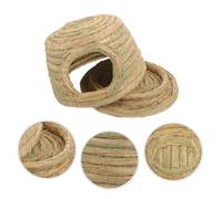ARTSEWPLY Woven Rabbit Nest Grass House Small Pet Bed for Hamsters Guinea Pigs Bunnies Cozy Play and Rest Hideout Natural Seagrass Mat Chew Accessory