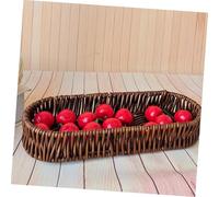 ARTSEWPLY Woven Rattan Bread Serving Basket with Lid Multipurpose Flatware and Snack Organizer for Kitchen Deformation-resistant Straw Basket Easy-clean Picnic Storage Tray