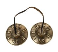 ARTSEWPLY Yoga Cymbal Bell Small Copper Percussion Instrument with Six-word Chant Pattern for Meditation and Religious Use