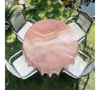 ARTSGOO Pink marble Round Tablecloth 60 Inch Durable Wipe-Clean Waterproof Table Cloth for Dining Table, Kitchen, Party, Wedding & Outdoor Use - Pink marble