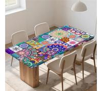 ARTSGOO Rectangle Table Cloth Wipe Clean 48x30 in, Waterproof Tablecloth with Elastic Edge Table Cover for Kitchen Dining Table/Party/Outdoor-Boho