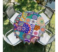 ARTSGOO Vintage mandala Round Tablecloth 60 Inch Durable Wipe-Clean Waterproof Table Cloth for Dining Table, Kitchen, Party, Wedding & Outdoor Use - Vintage mandala