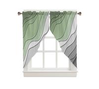 ARTSHOWING Swag Curtain Valances for Windows Gradient Wavy Gray Sage Green Valance Kitchen Scalloped Valance/Swags Rod Pocket Window Curtain for Living Room Bedroom, 2 Panel, 28"x36"