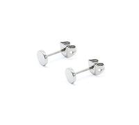 Artskin G23 Titanium Flat Dot Stud Earrings for Women Men Girls Earrings Hypoallergenic Nickel Free 5mm Silver Round Disc Stud Earrings for Sensitive Ears (5mm, Silver)